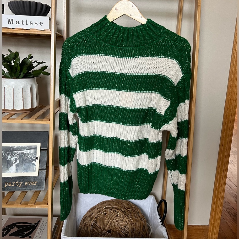 NWT Striped Boutique Cable Knit Sweater